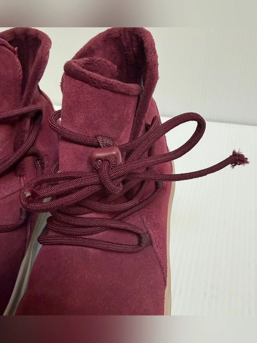 Skechers Burgundy Suede Lace-Up Pull On Ankle Boots - lightweight